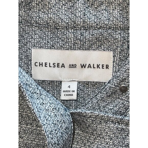 Chelsea And Walker Jacket Women‎ 4 Blue Crochet Lace Mario Denim Jacket Preppy - Picture 9 of 11